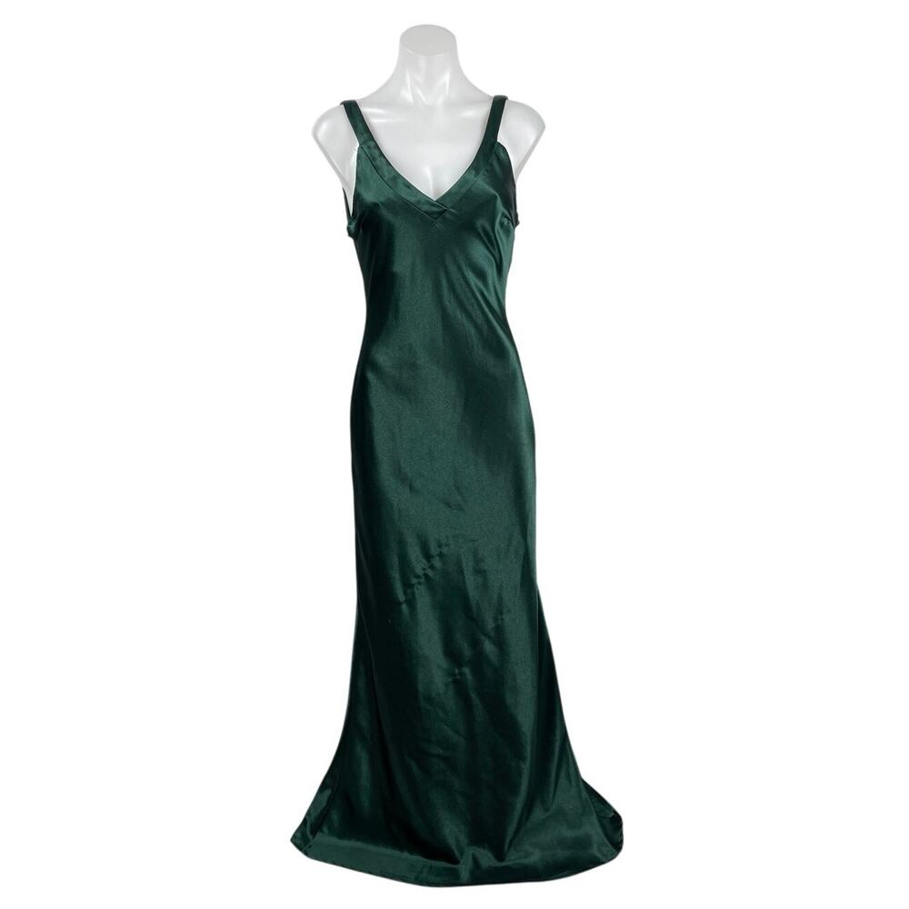 Lulus Melora Emerald Green Silk Satin Sleeveless Mermaid Prom Maxi Dress Size S